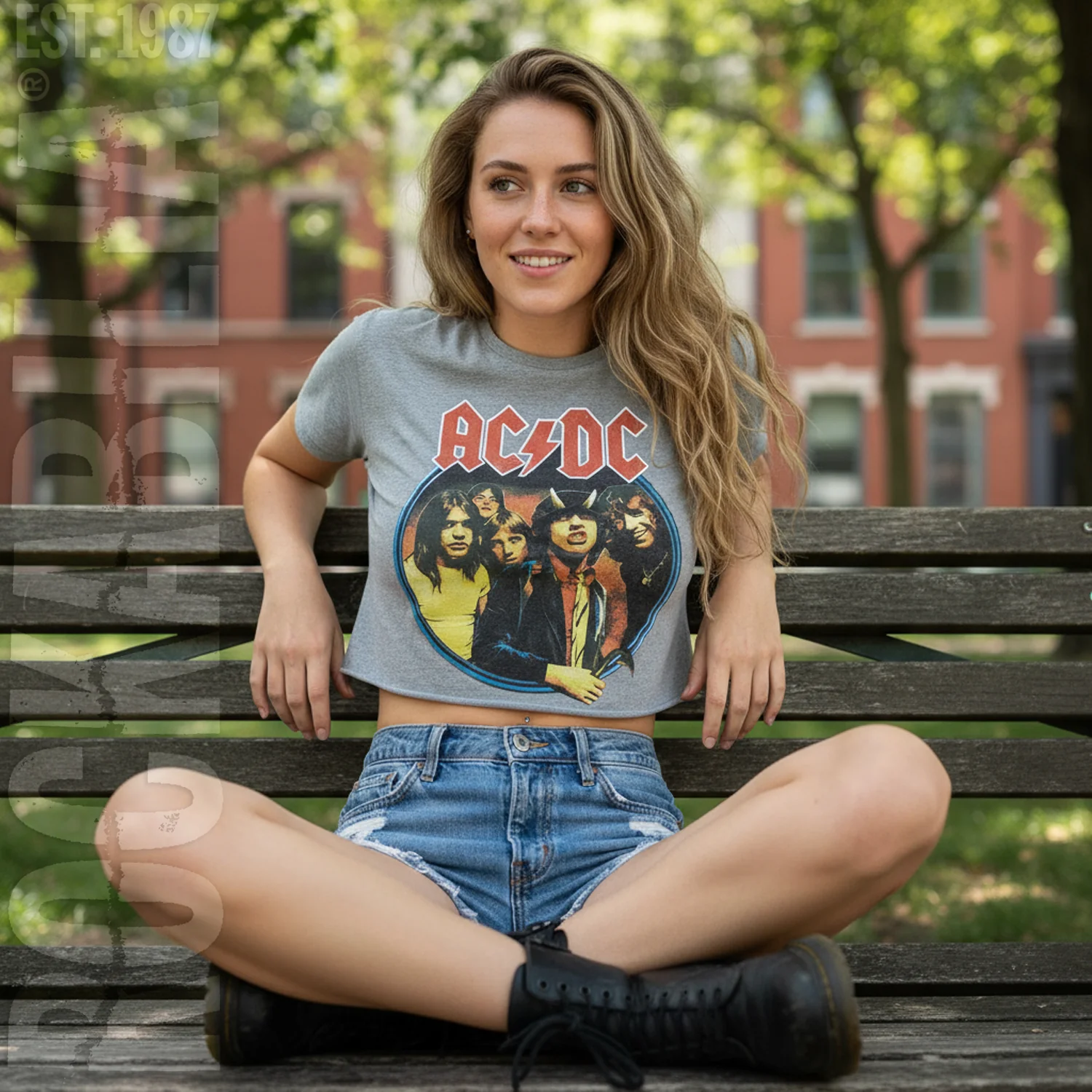 AC/DC Highway To Hell Circle Ladies Crop Top Junior Top - Image 3