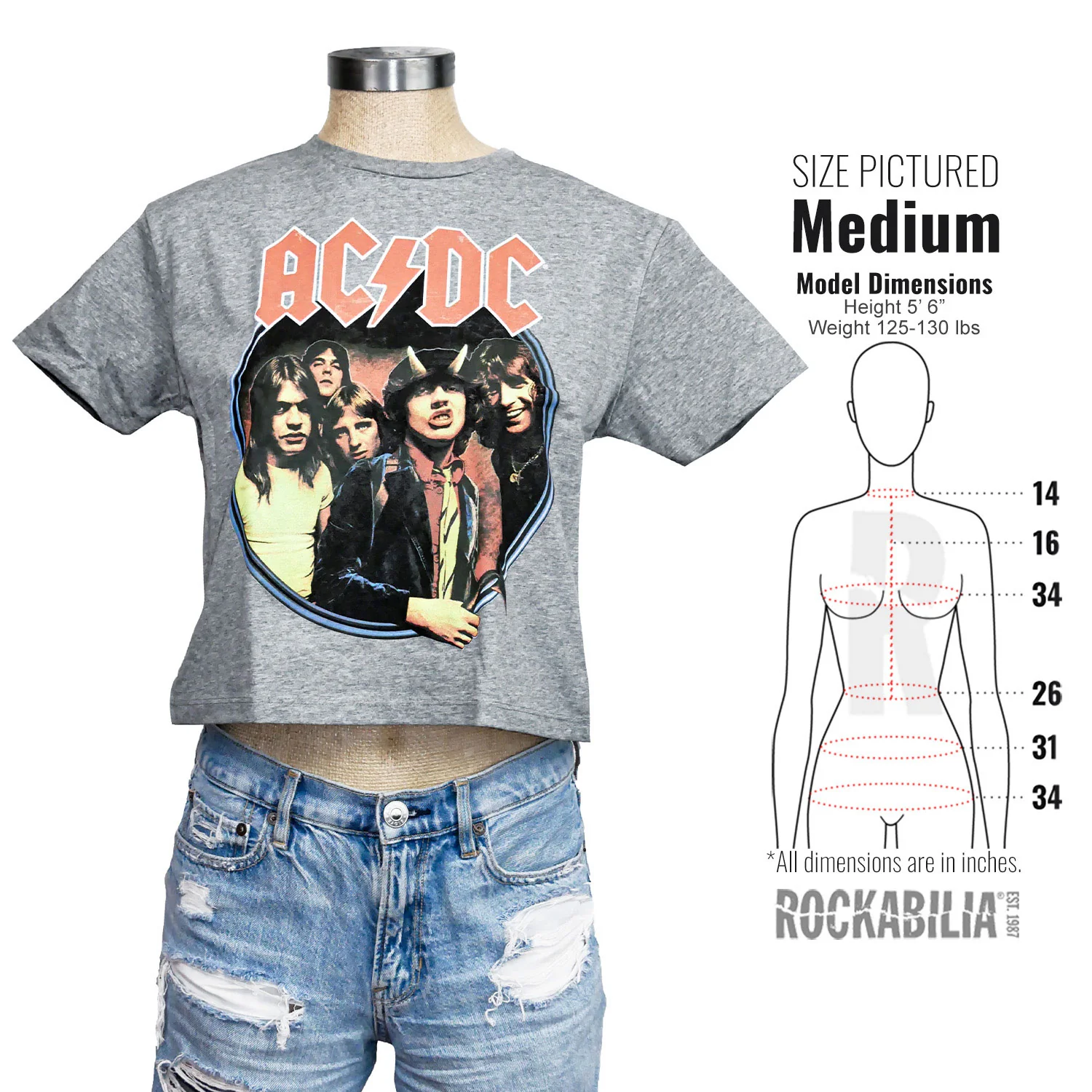 AC/DC Highway To Hell Circle Ladies Crop Top Junior Top - Image 4