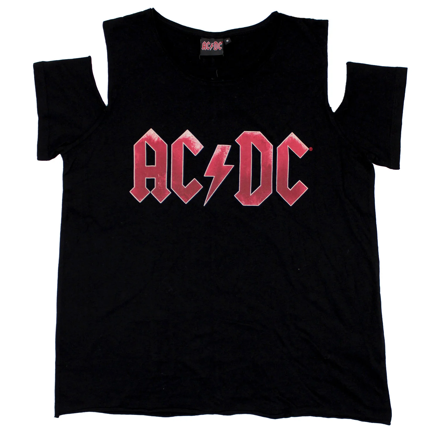 AC/DC Red & White Textured Logo Junior Top
