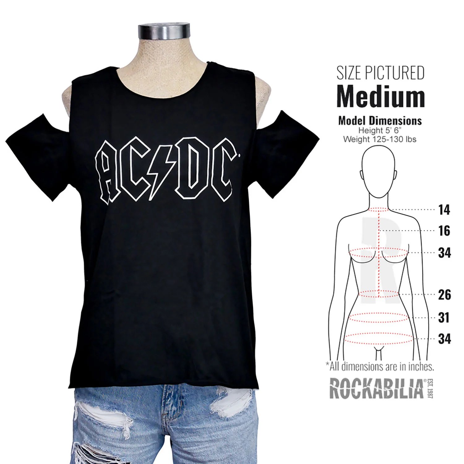 AC/DC White Outline Logo Junior Top - Image 4