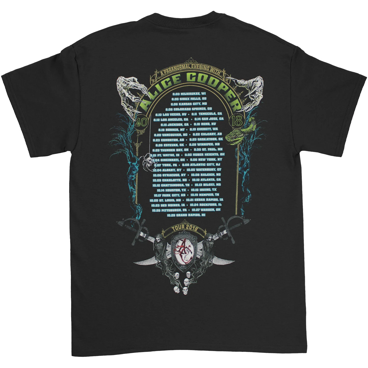 Alice Cooper A Paranormal Evening With Alice Cooper Tour 2018 T-shirt - Image 2