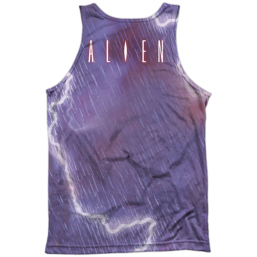 Alien Lightning And Fire 100% Poly Front/Back Print Mens Tank - Image 2