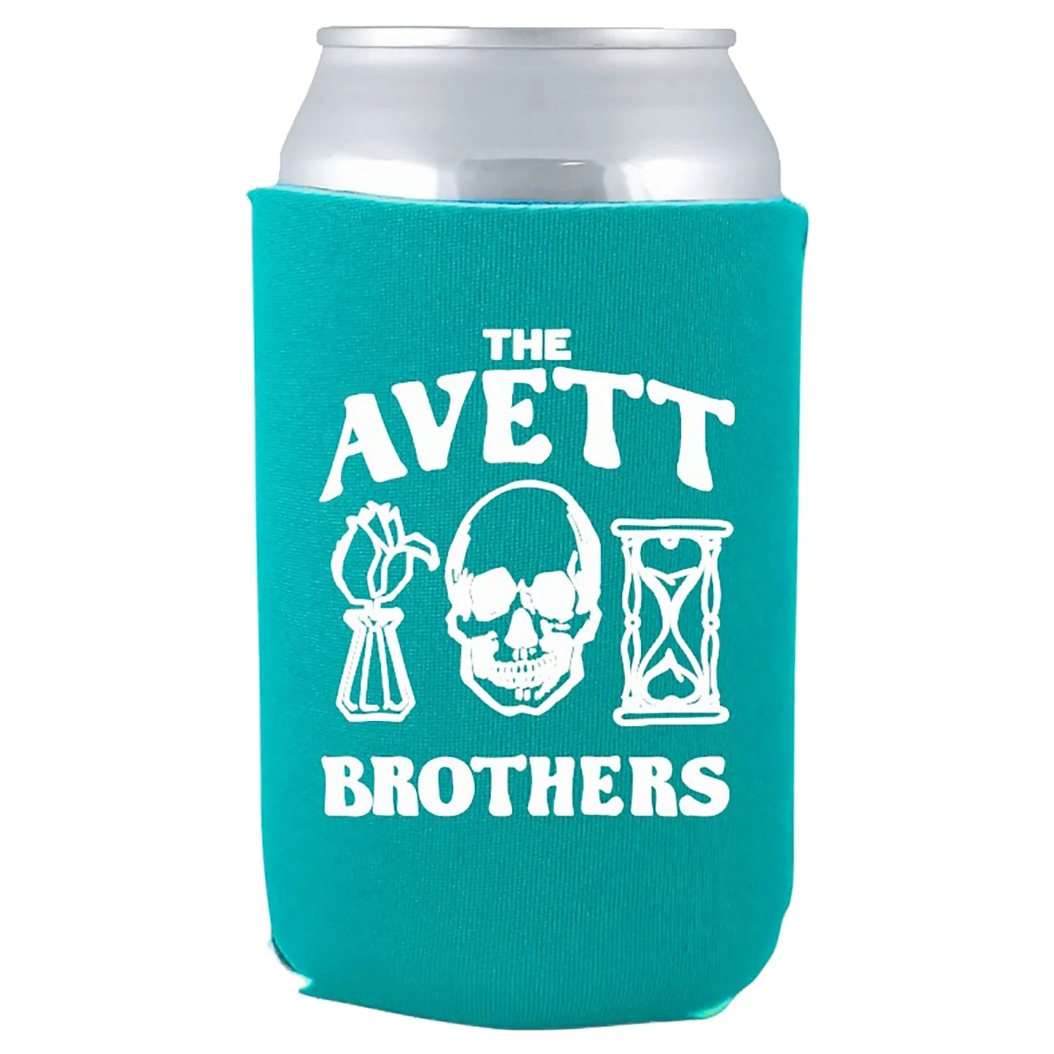 Avett Brothers Skull Flower Hourglass - Teal Can Cooler