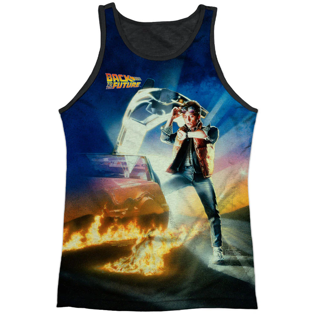 Back To The Future Movie Poster Black Back Mens Tank