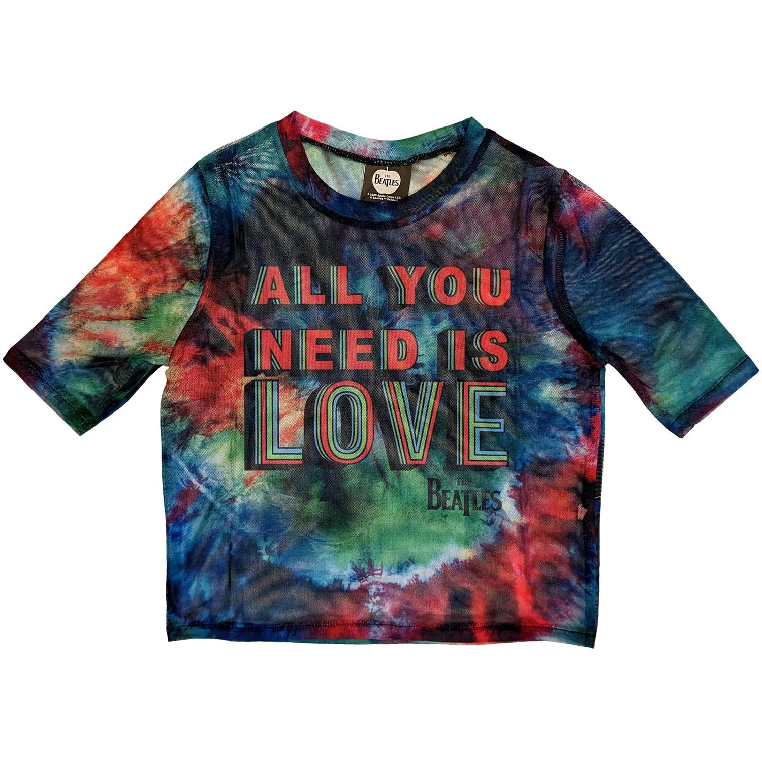Beatles All You Need Is Love Ladies Mesh Crop Top Junior Top