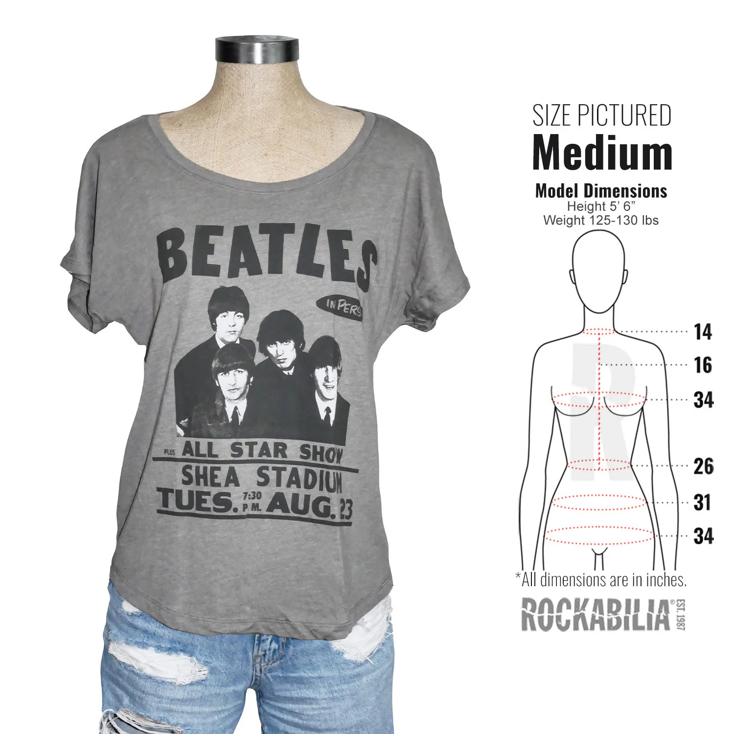 Beatles Shea Stadium Scoop Neck Junior Top - Image 3