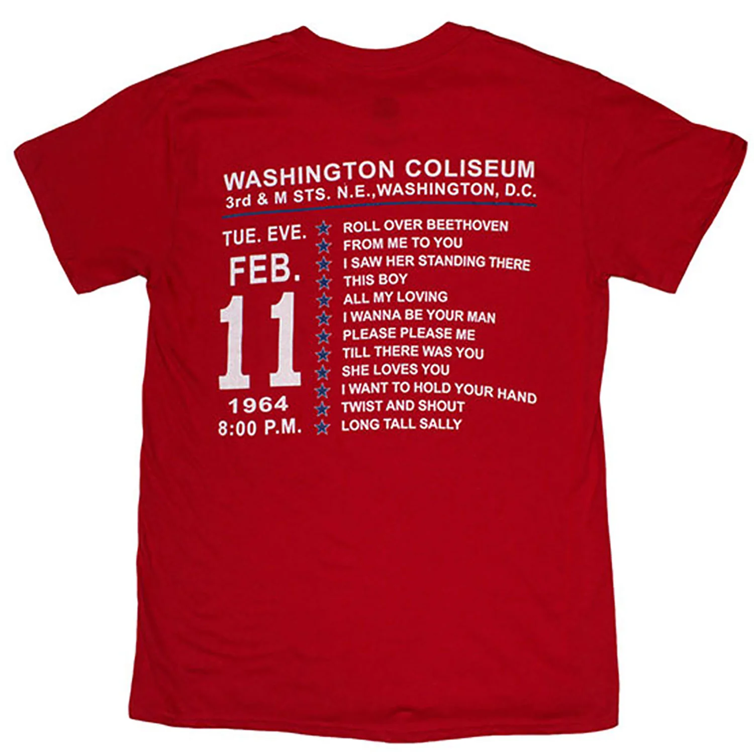 Beatles Washington '64 Stars Setlist T-shirt - Image 2