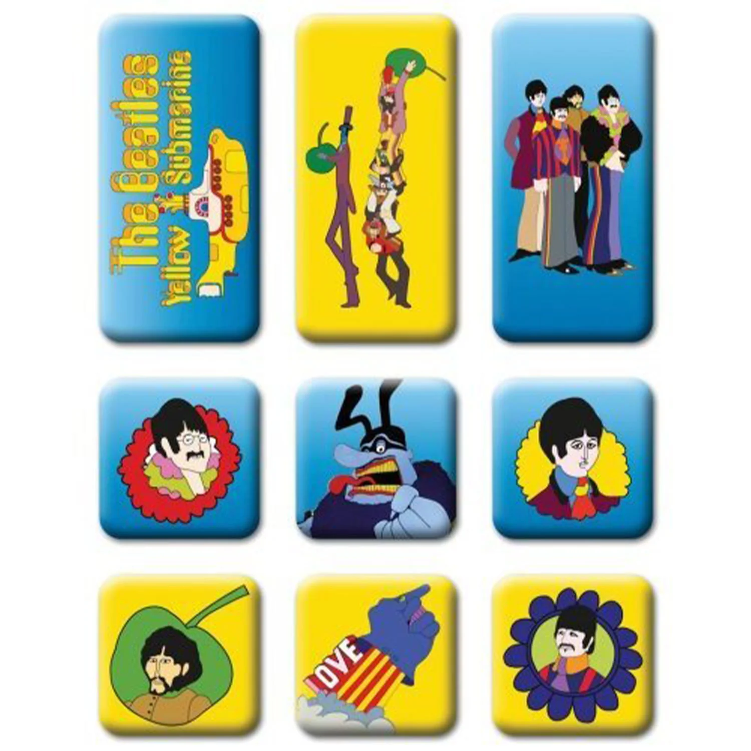 Beatles Yellow Submarine 9 Piece Set Magnet