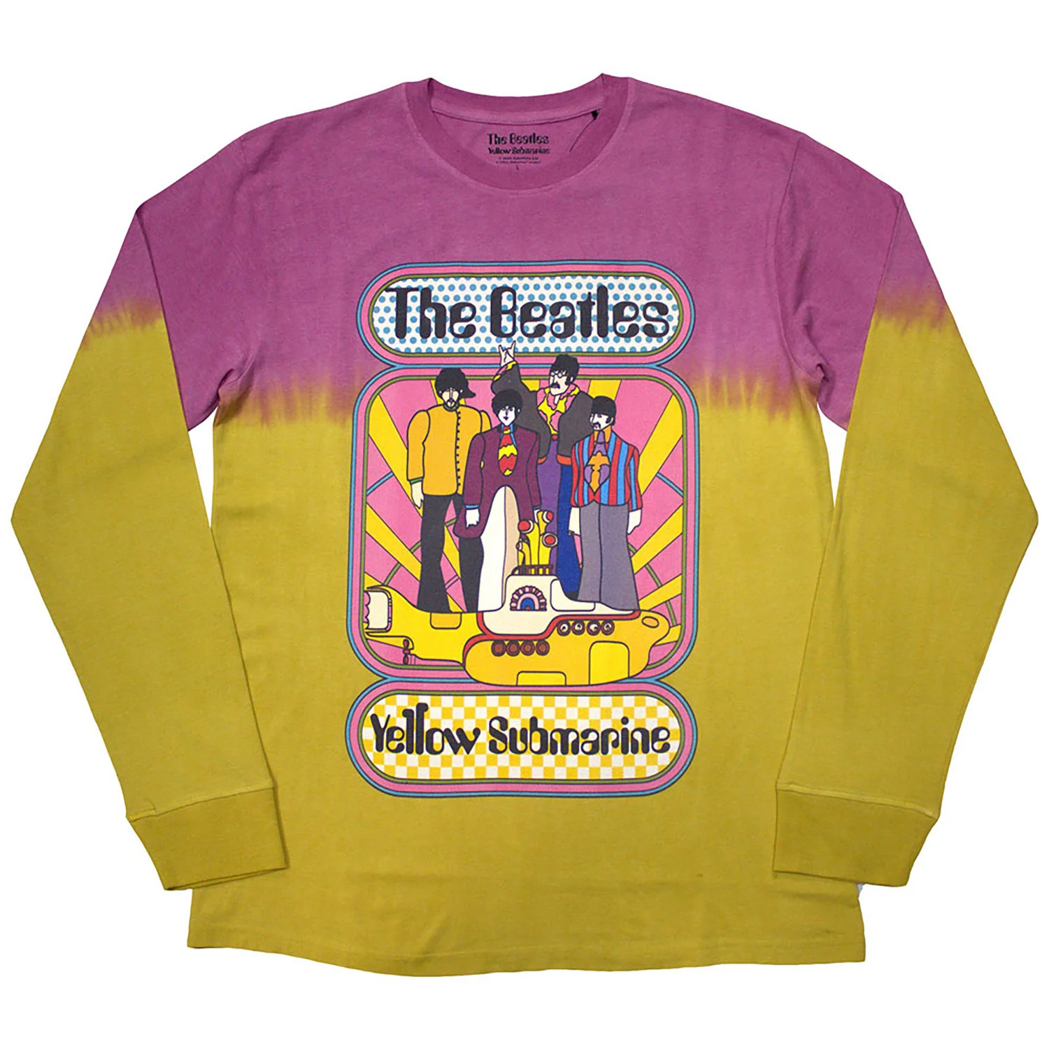 Beatles Yellow Submarine Band Frame Stone Wash Long Sleeve