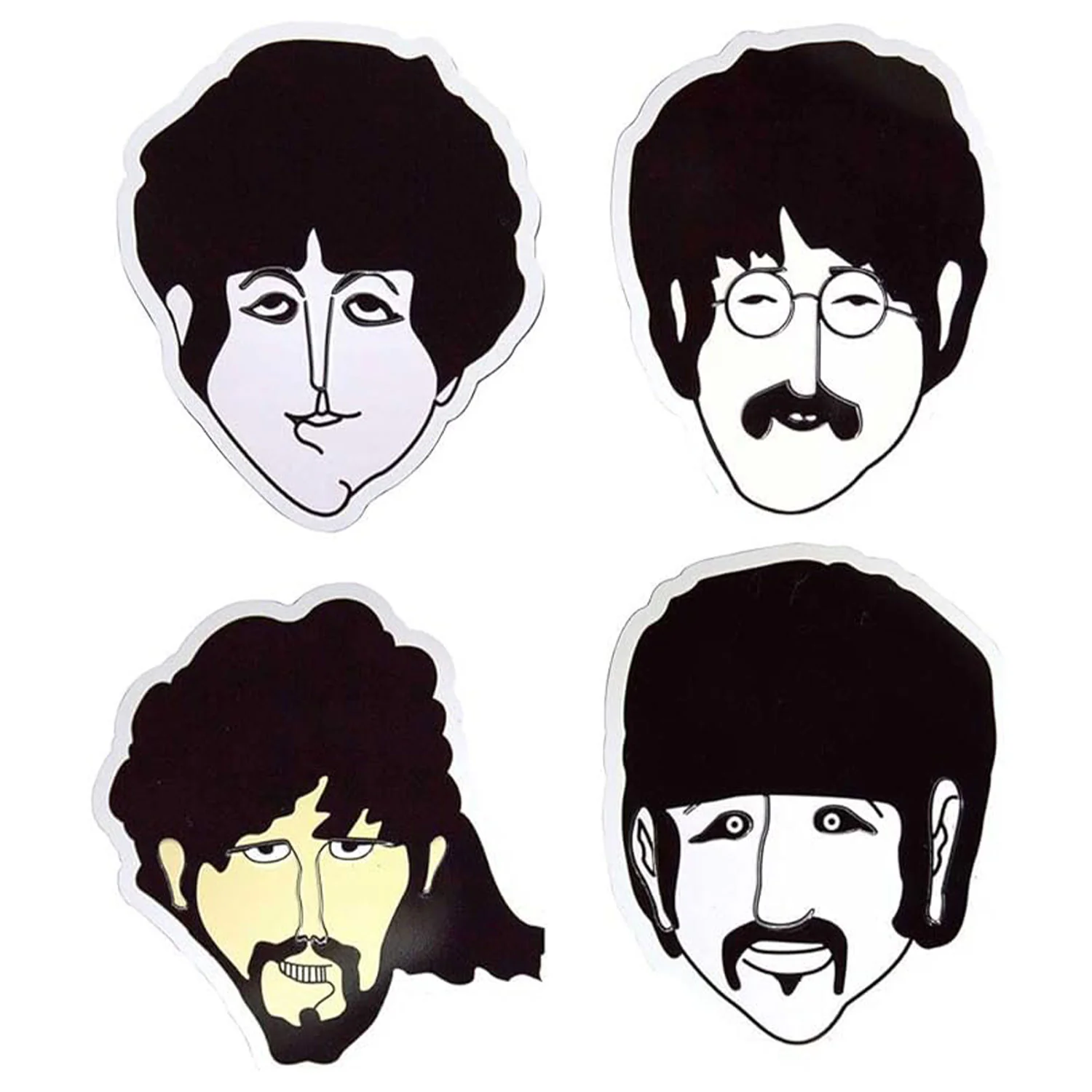 Beatles Yellow Submarine Heads Embossed Magnet