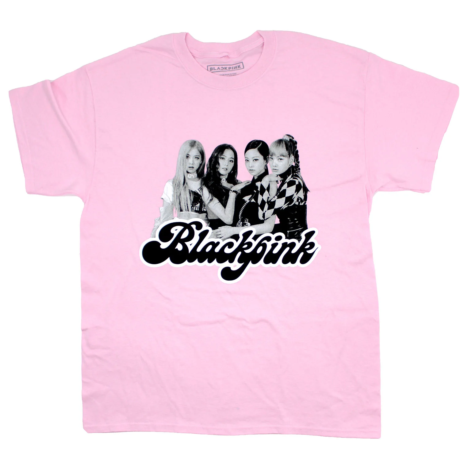BlackPink Black And White Band Photo Slim Fit T-shirt