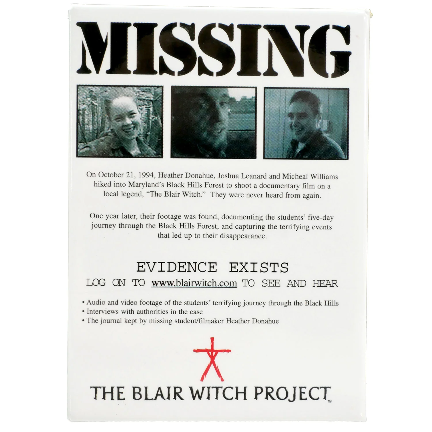 Blair Witch Project Missing Magnet