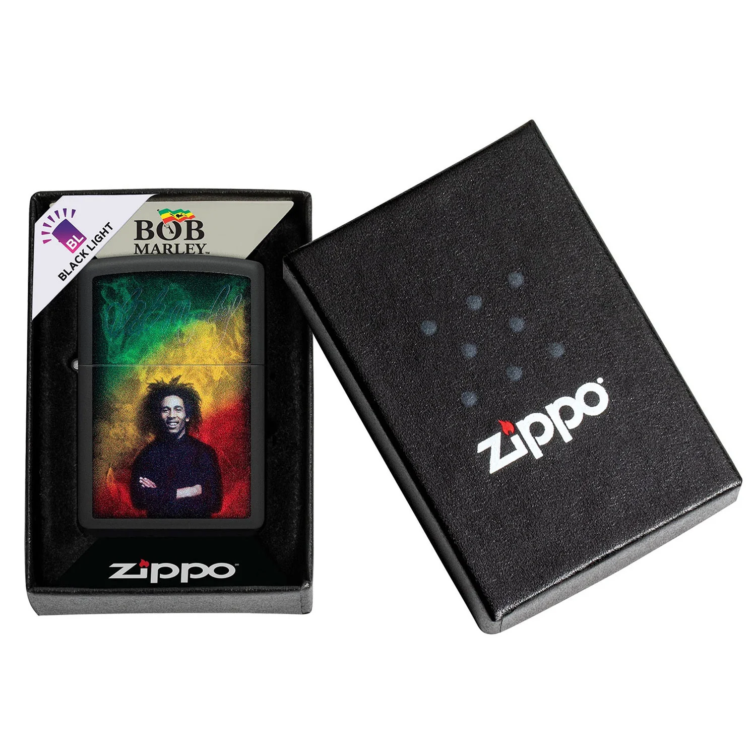 Bob Marley Black Light Arms Crossed Refillable Lighter - Image 2