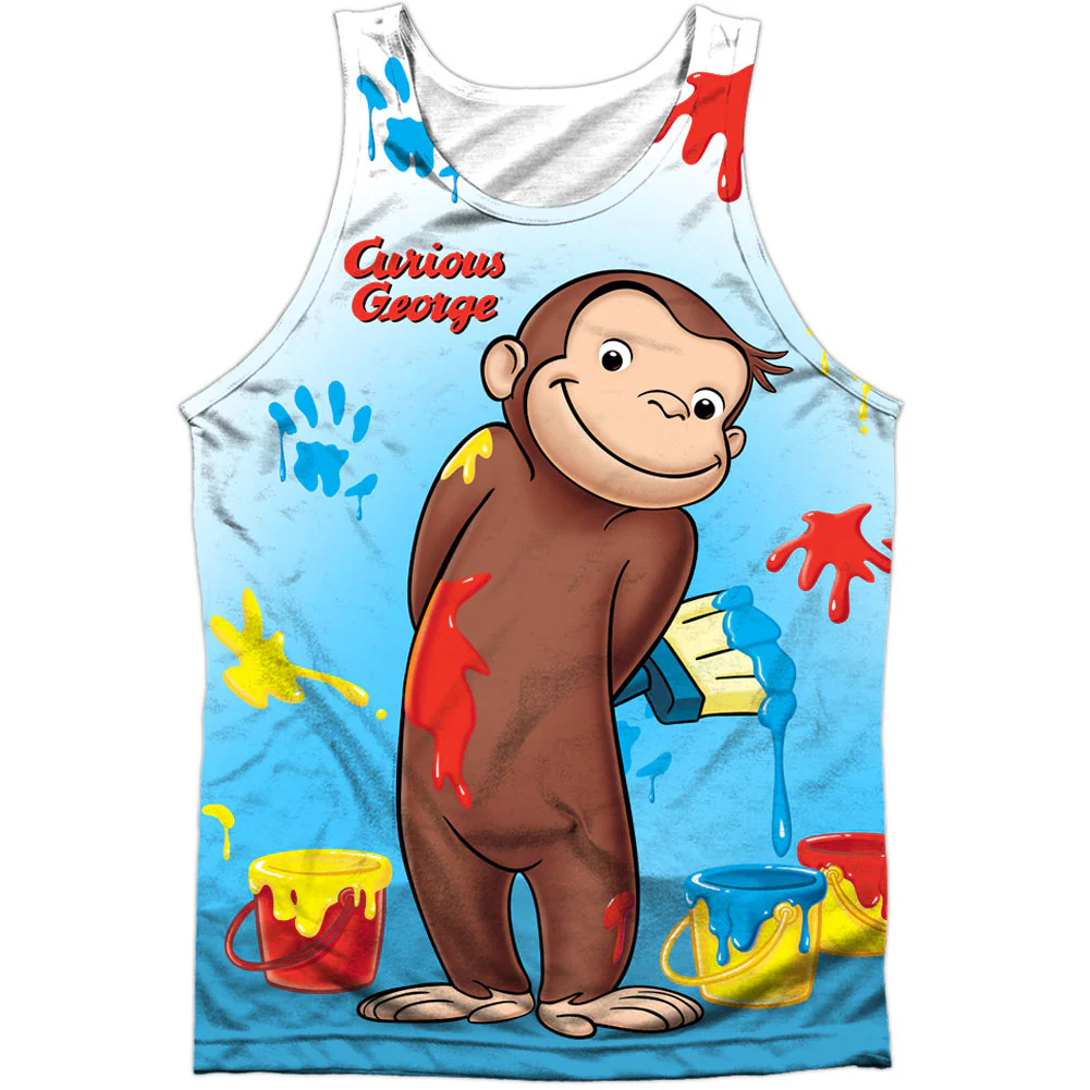 Curious George Paint All Over 100% Poly Mens Tank
