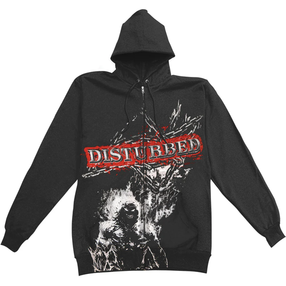 Disturbed Chain Scramble Zippered Hooded Sweatshirt