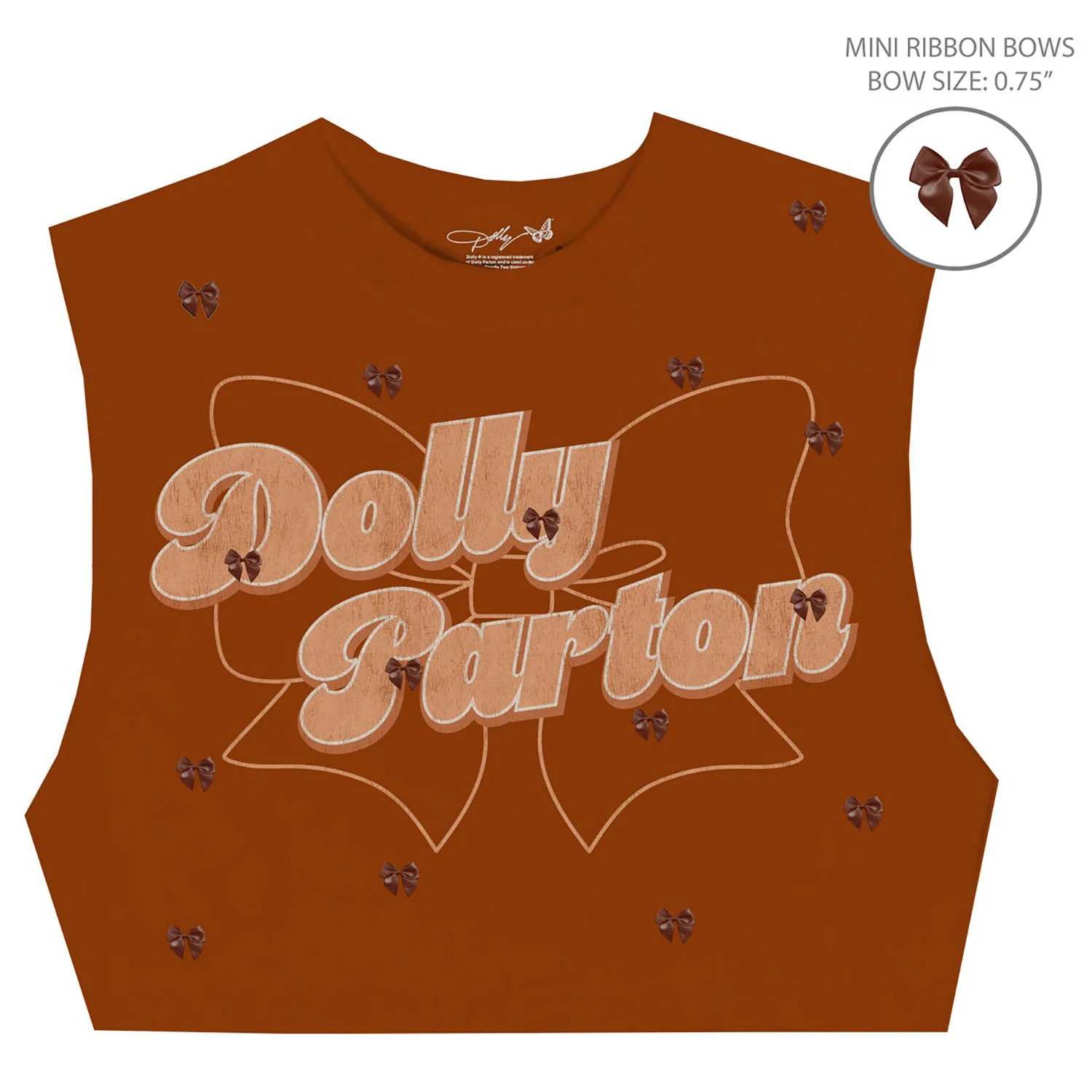 Dolly Parton Dolly Star Bow Juniors Crop Top Junior Top - Image 2