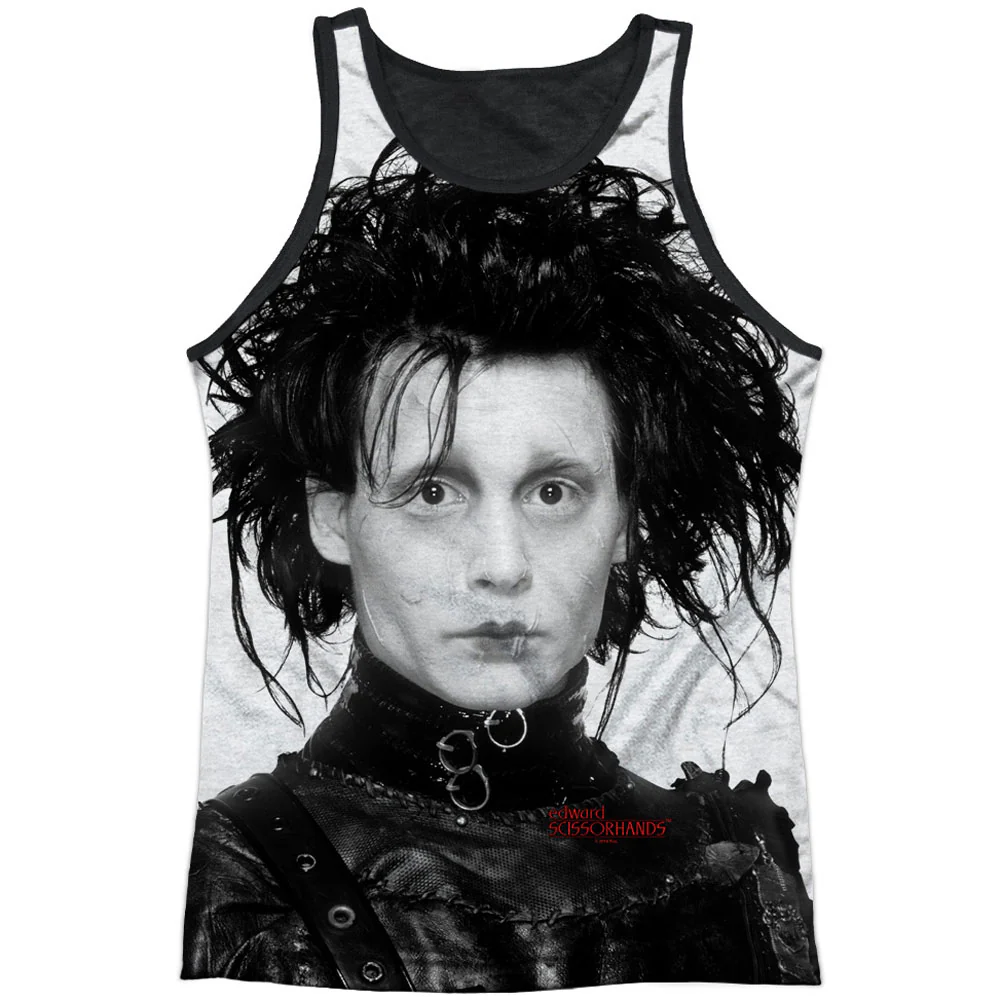 Edward Scissorhands Heads Up Black Back Mens Tank