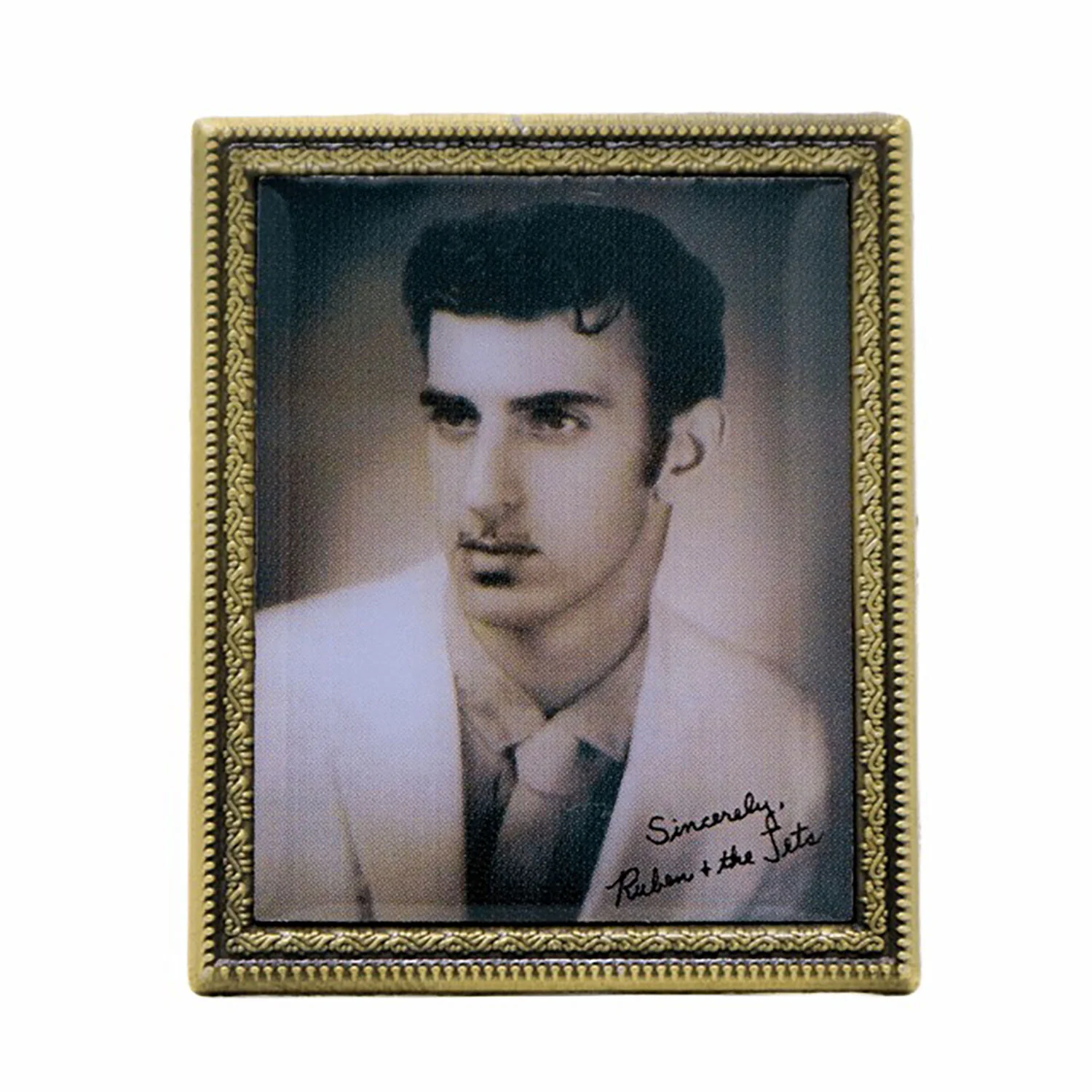Frank Zappa High School Photo With Magnet Add On Pewter Pin Badge