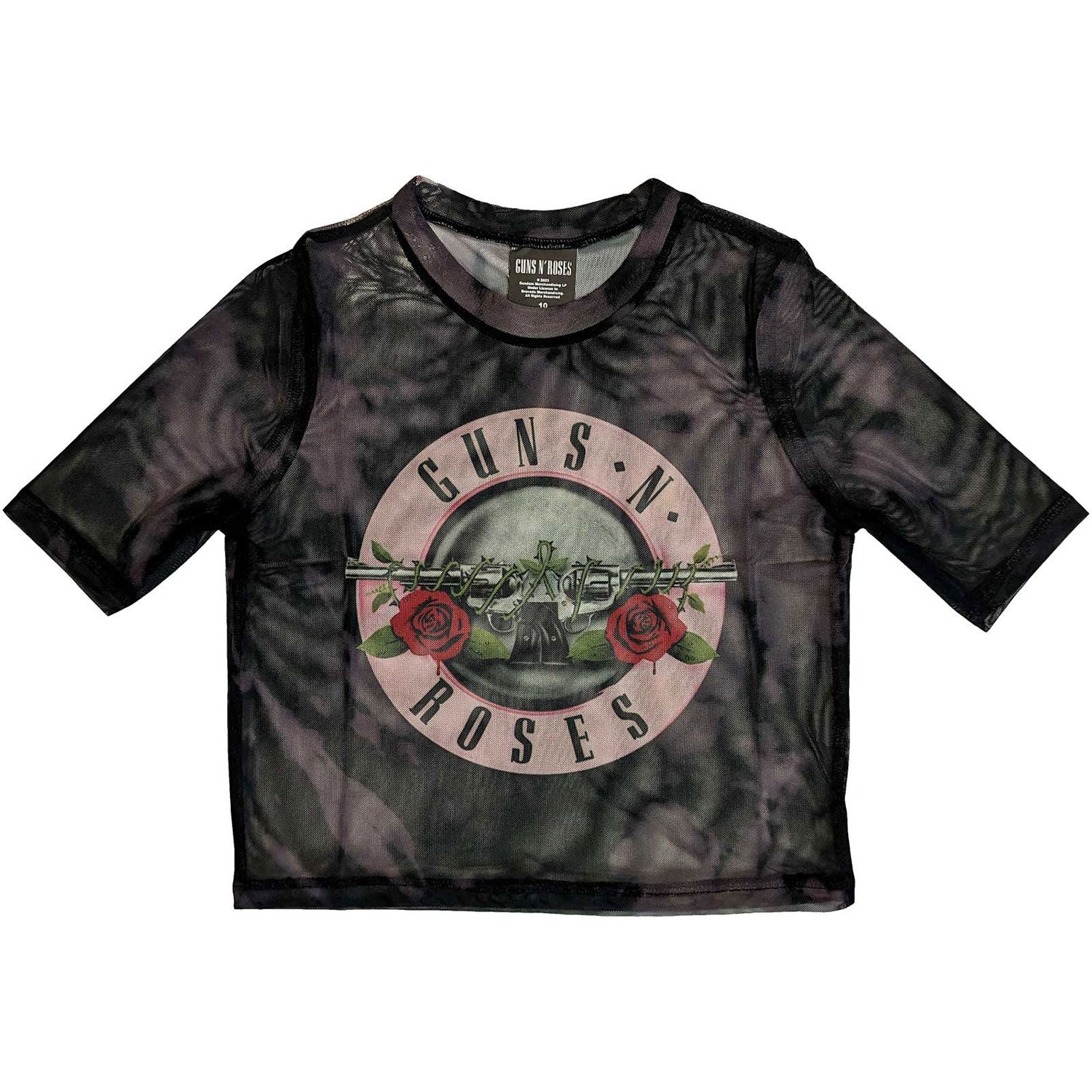 Guns N Roses Pink Tint Bullet Logo Ladies Mesh Crop Top Junior Top