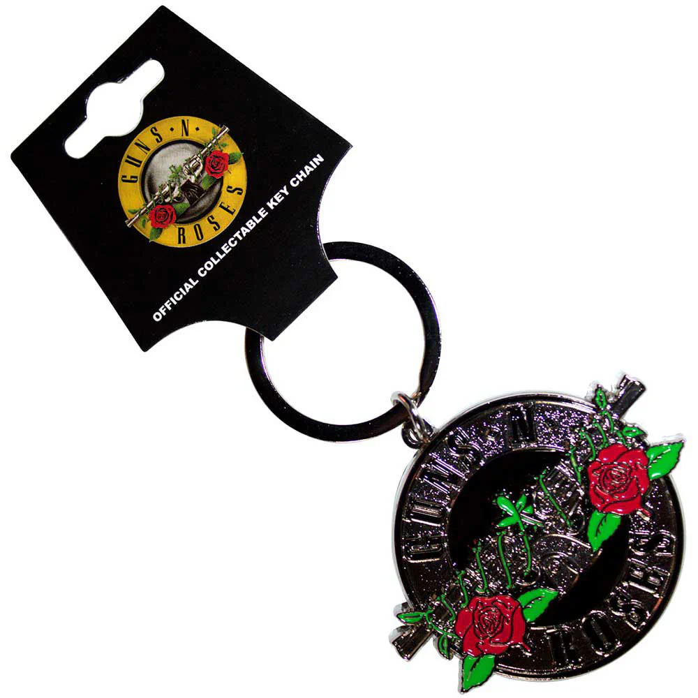 Guns N Roses Silver Circle Logo Metal Key Chain
