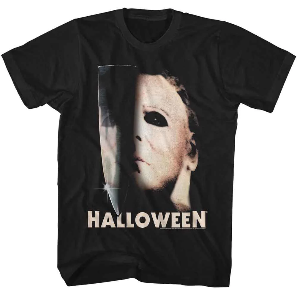 Halloween Halloween Half Mask And Knife T-shirt