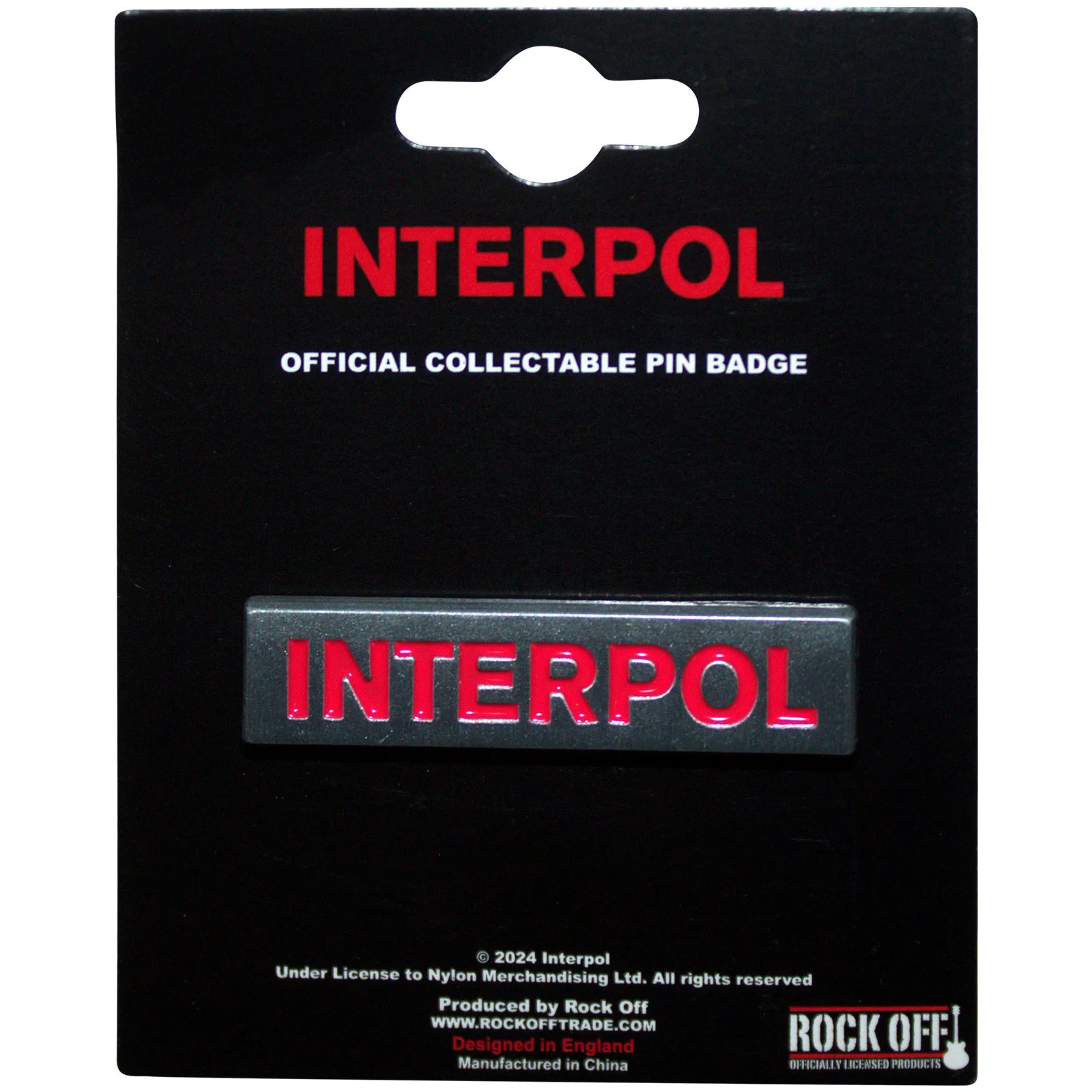 Interpol Text Logo Pewter Pin Badge