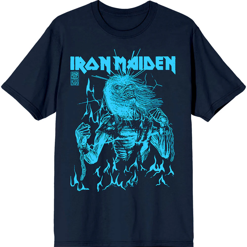 Iron Maiden 50 Life After Death Flames Blue T-shirt