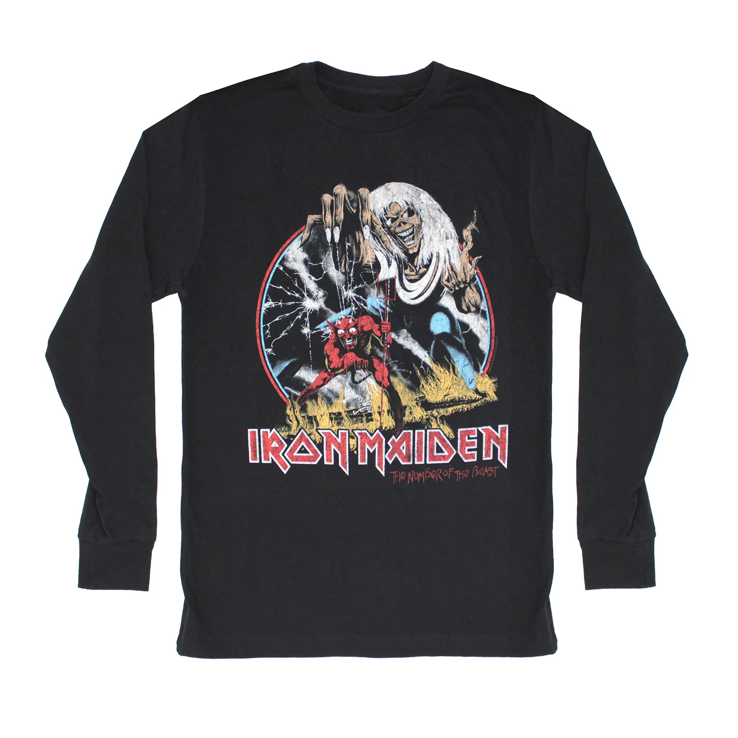 Iron Maiden Vintage Distressed The Number Of The Beast Long Sleeve