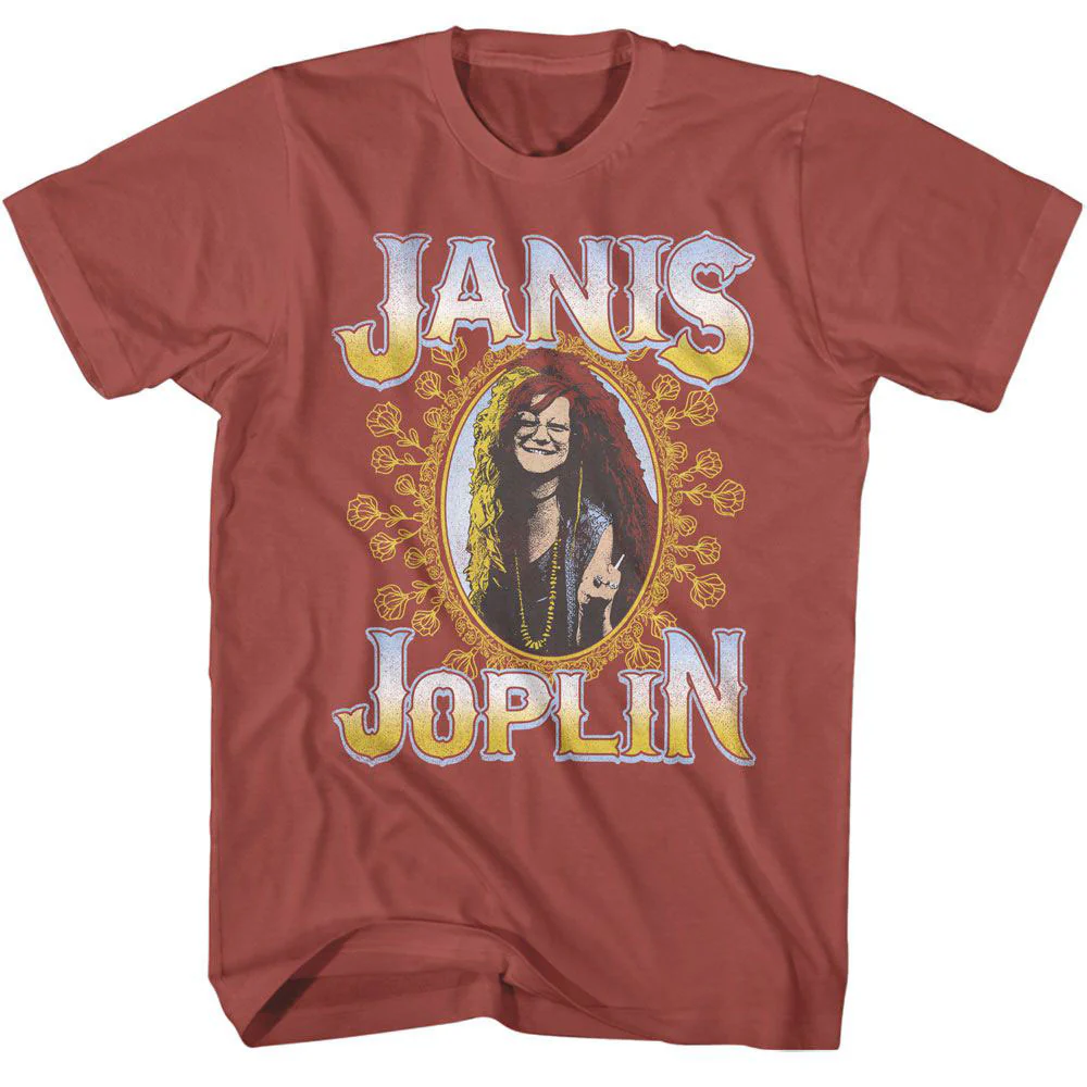Janis Joplin Janis Joplin Floral Frame T-shirt
