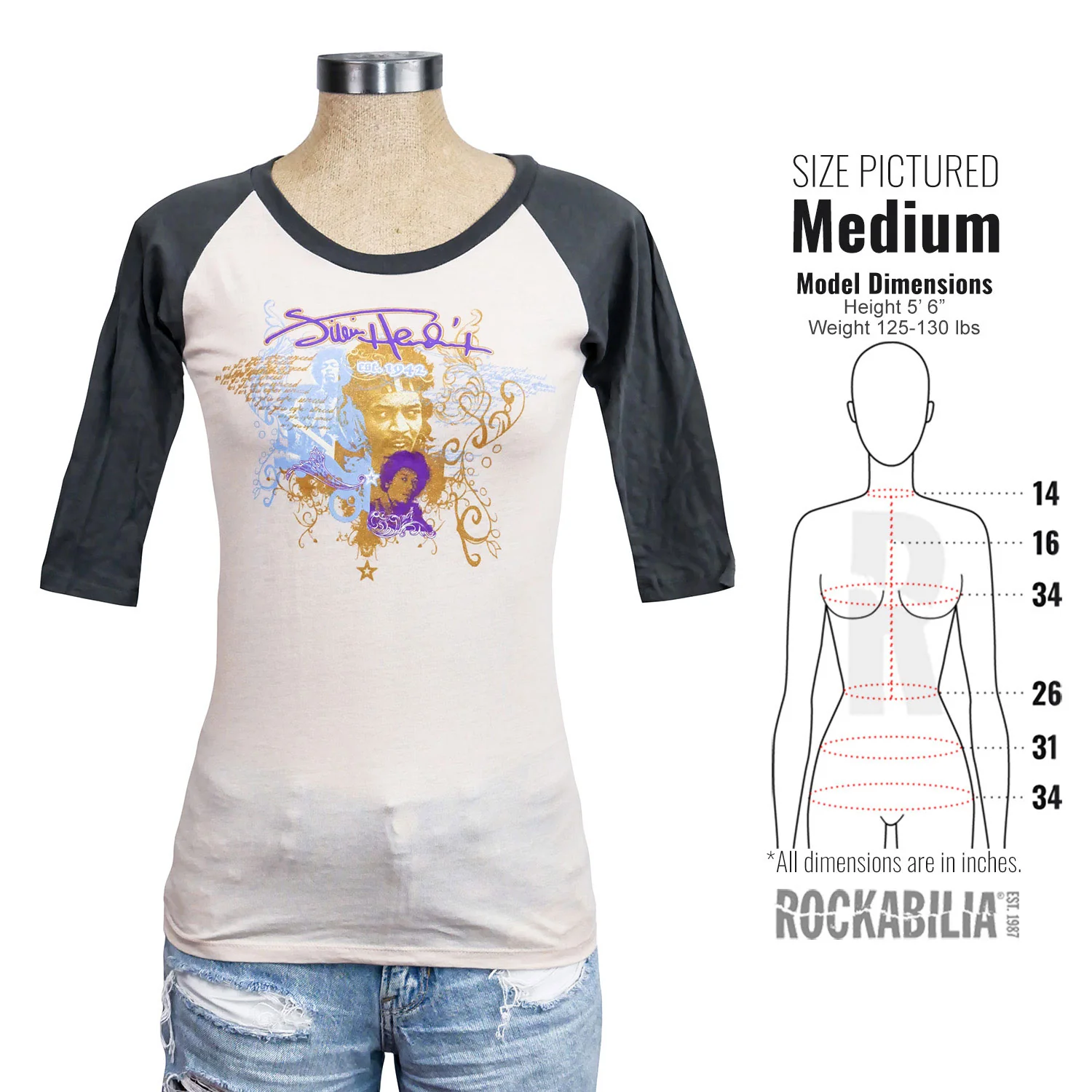Jimi Hendrix Are You Experienced Repeat Raglan Junior Top - Image 4
