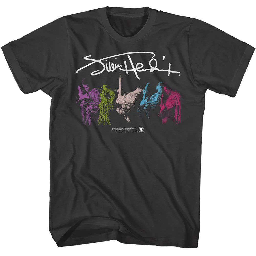 Jimi Hendrix Jimi Hendrix Signature And Multi Photo T-shirt