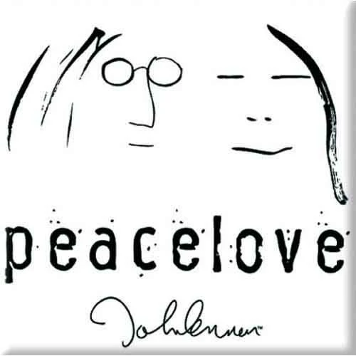 John Lennon Peacelove Black On White Magnet