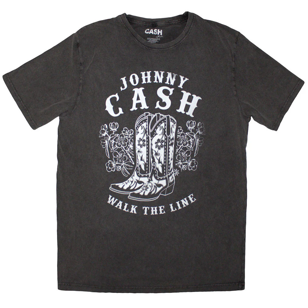 Johnny Cash Walk The Line Boots Stone Wash T-shirt