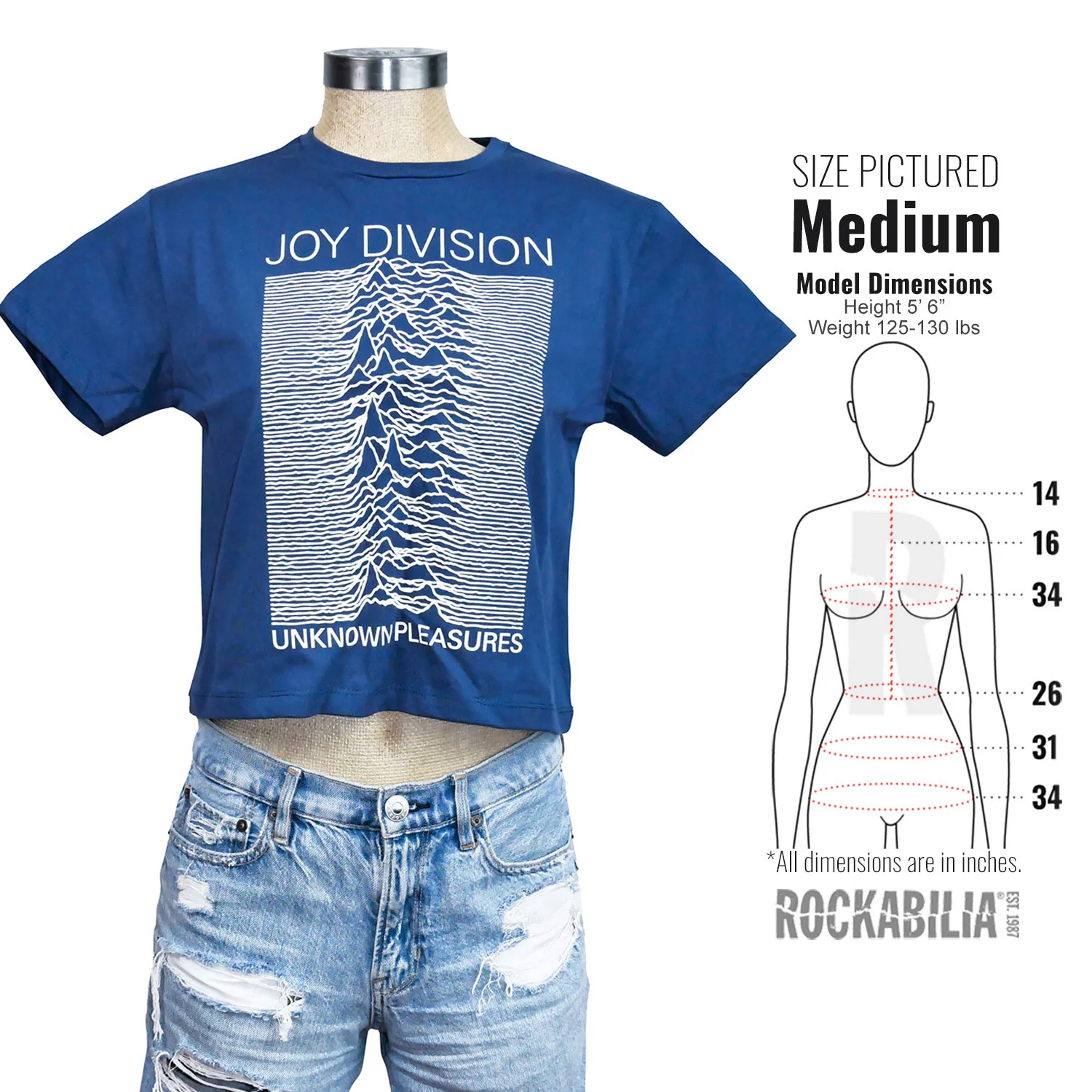 Joy Division Unknown Pleasures Ladies Crop Top Junior Top - Image 4