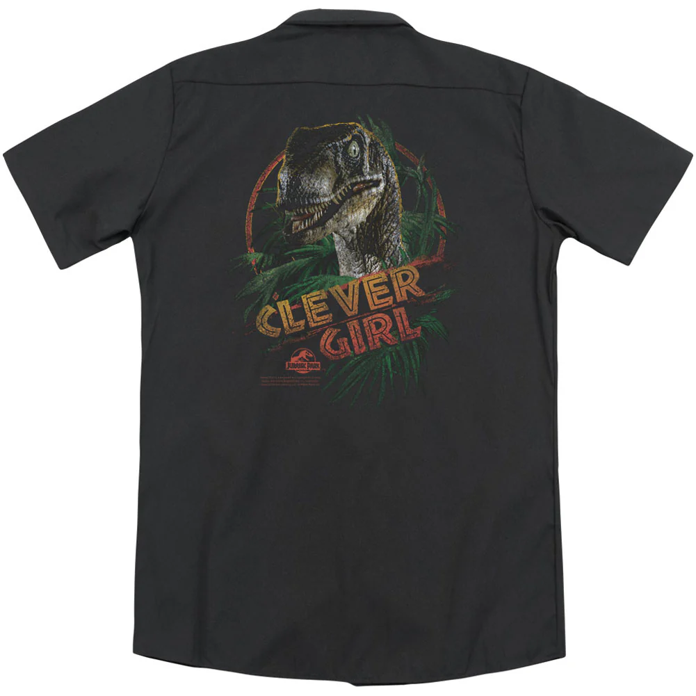 Jurassic Park Clever Girl (Back Print) Workshirt - Image 2