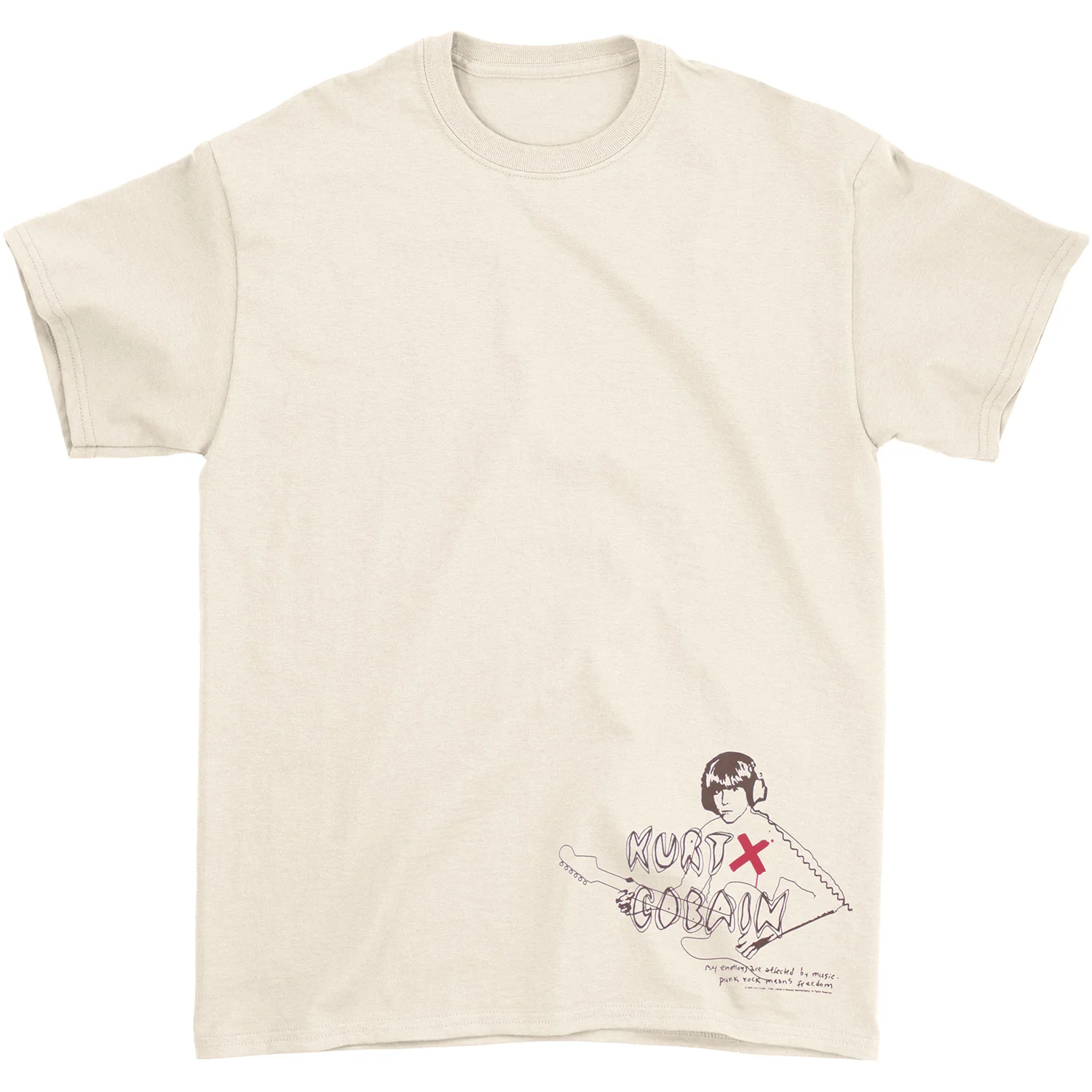 Kurt Cobain Headphones Sketch T-shirt