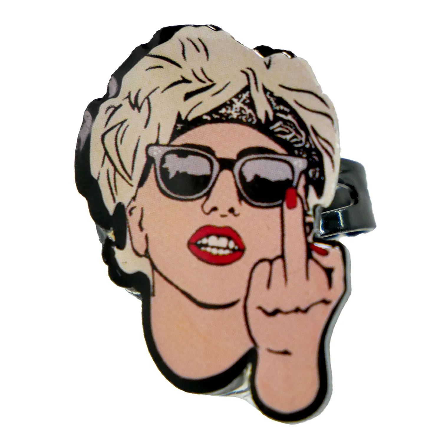 Lady Gaga Middle Finger Plastic/Metal Adjustable Ring Ring