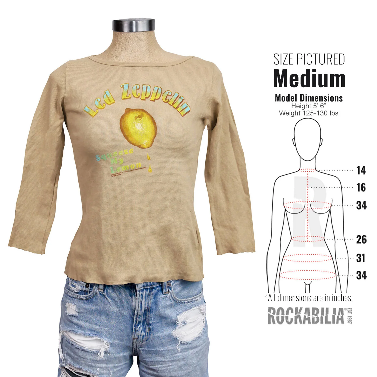 Led Zeppelin Squeeze My Lemon Thermal Junior Top - Image 3