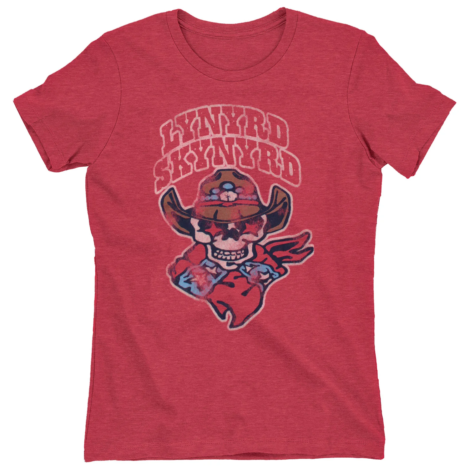 Lynyrd Skynyrd Vintage Distressed Cowboy Skull Logo Junior Top