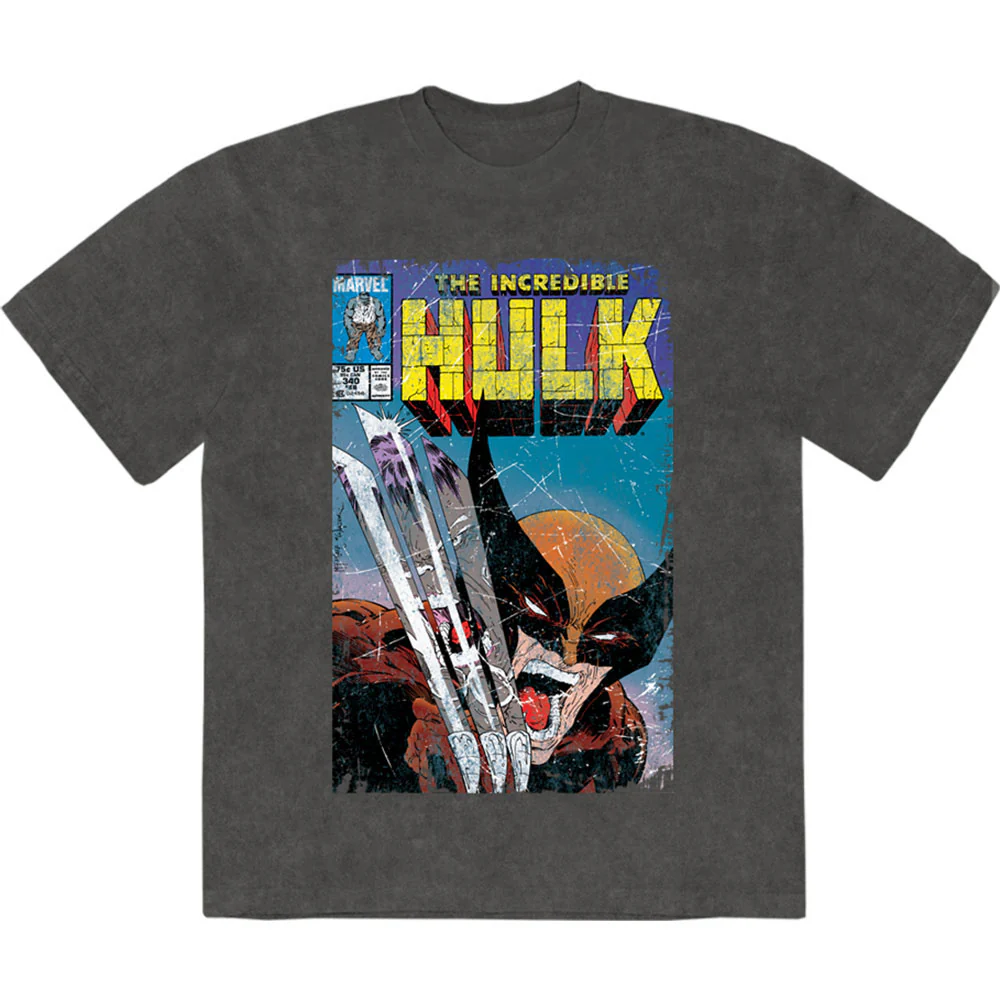 Marvel Comics Incredible Hulk Wolverine Stone Wash T-shirt