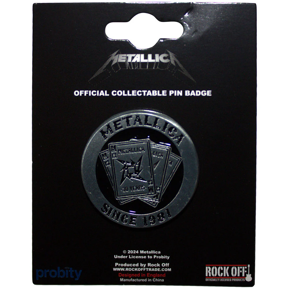 Metallica 30th Anniversary Playing Card Pewter Pin Badge