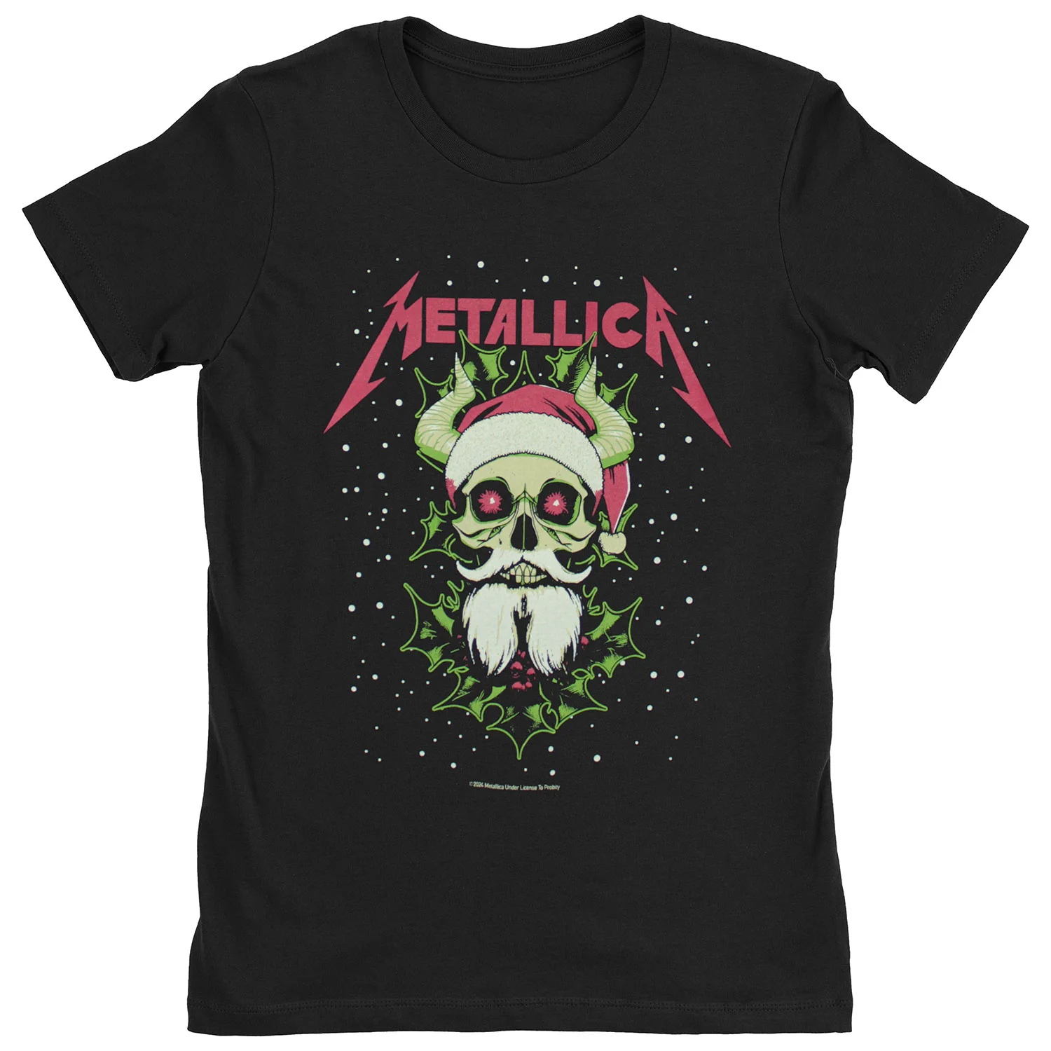 Metallica Santa Horns Ladies T-Shirt Junior Top