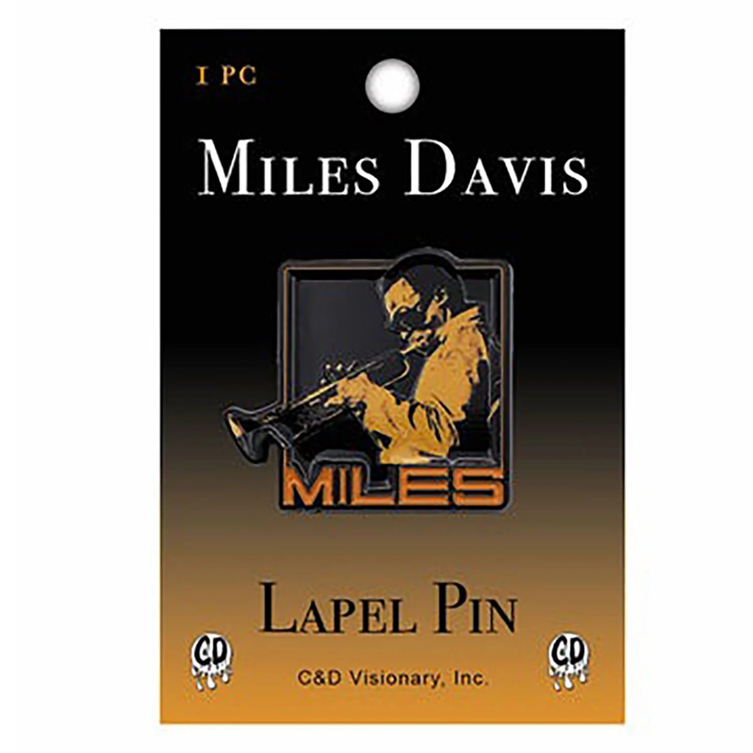 Miles Davis Orange Trumpet Pewter Pin Badge