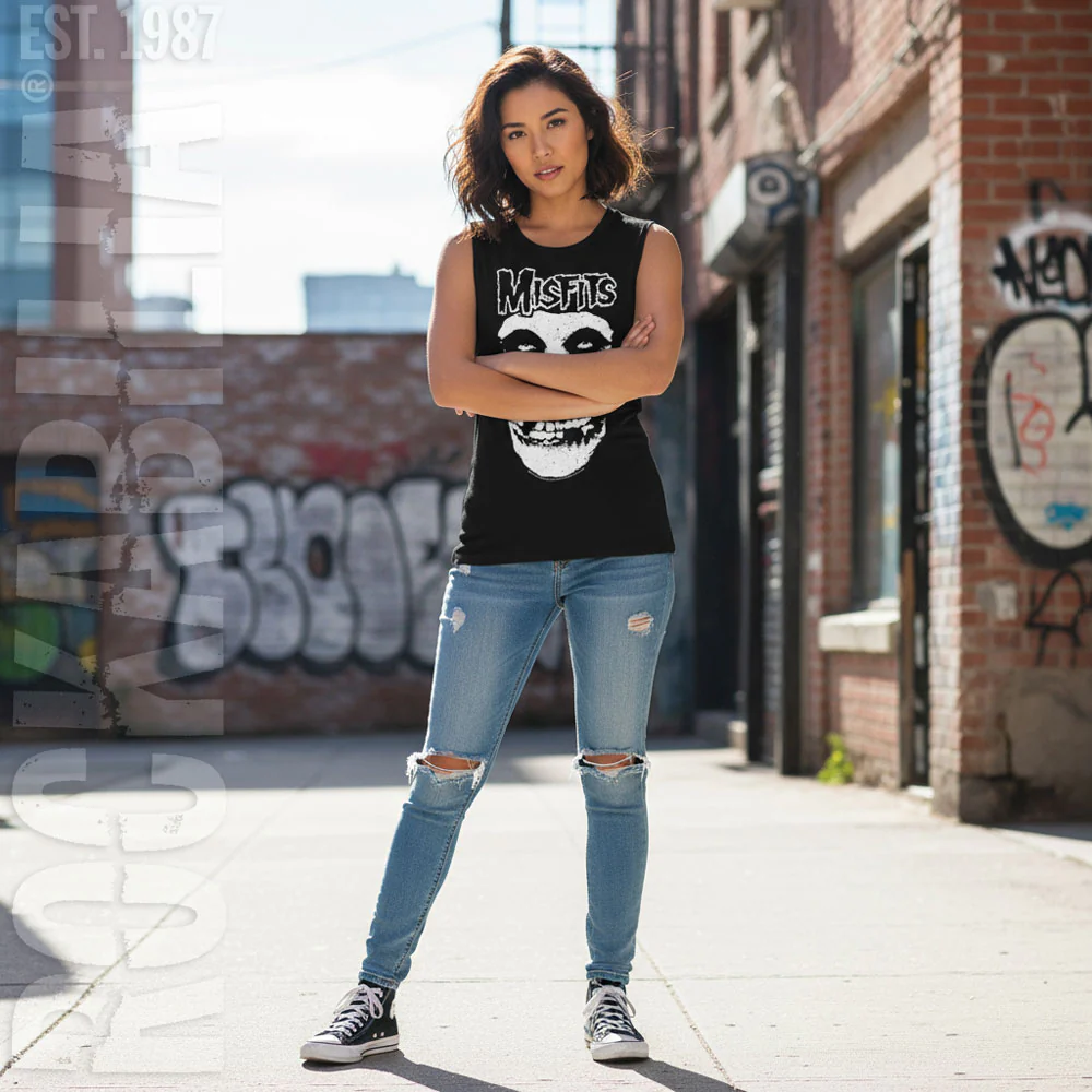 Misfits Misfits Logo Outline Skull Womens Tank - Image 2
