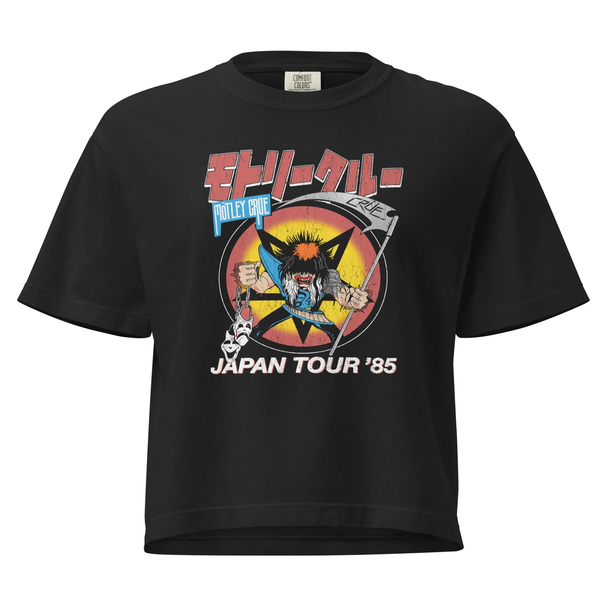 Motley Crue Japan Tour 1985 Mineral Wash Womens Crop Top - Image 3