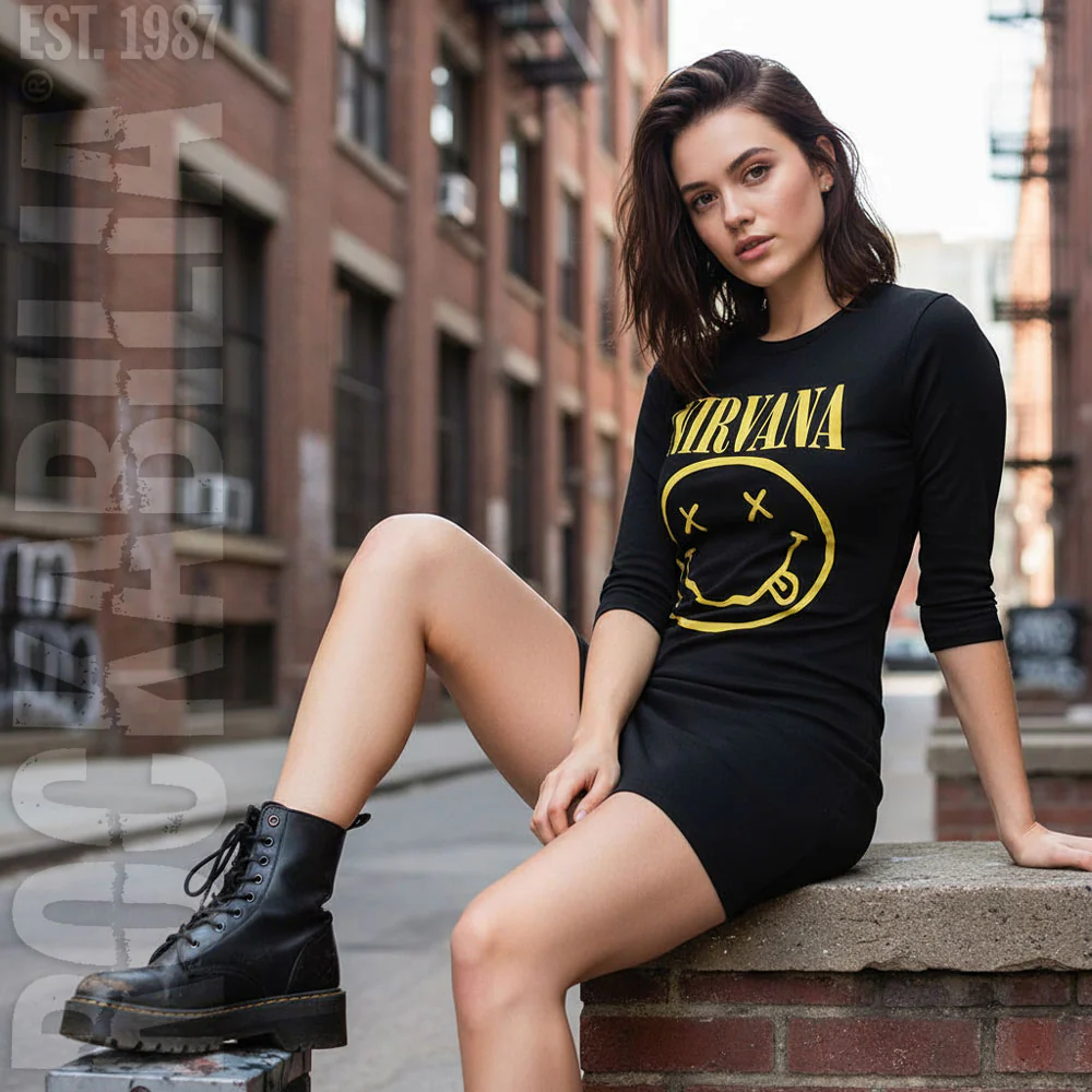 Nirvana Yellow Happy Face Work Dress - Image 2
