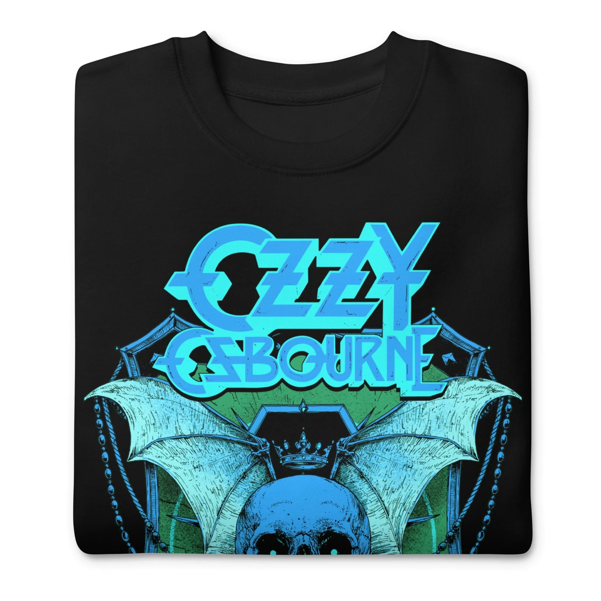 Ozzy Osbourne - Neon Blue Bat Jumbo Print Sweatshirt - Image 3