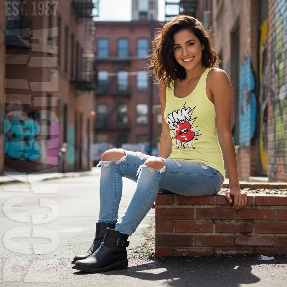 Pink P!nk Lips Tank Top Womens Tank - Image 2