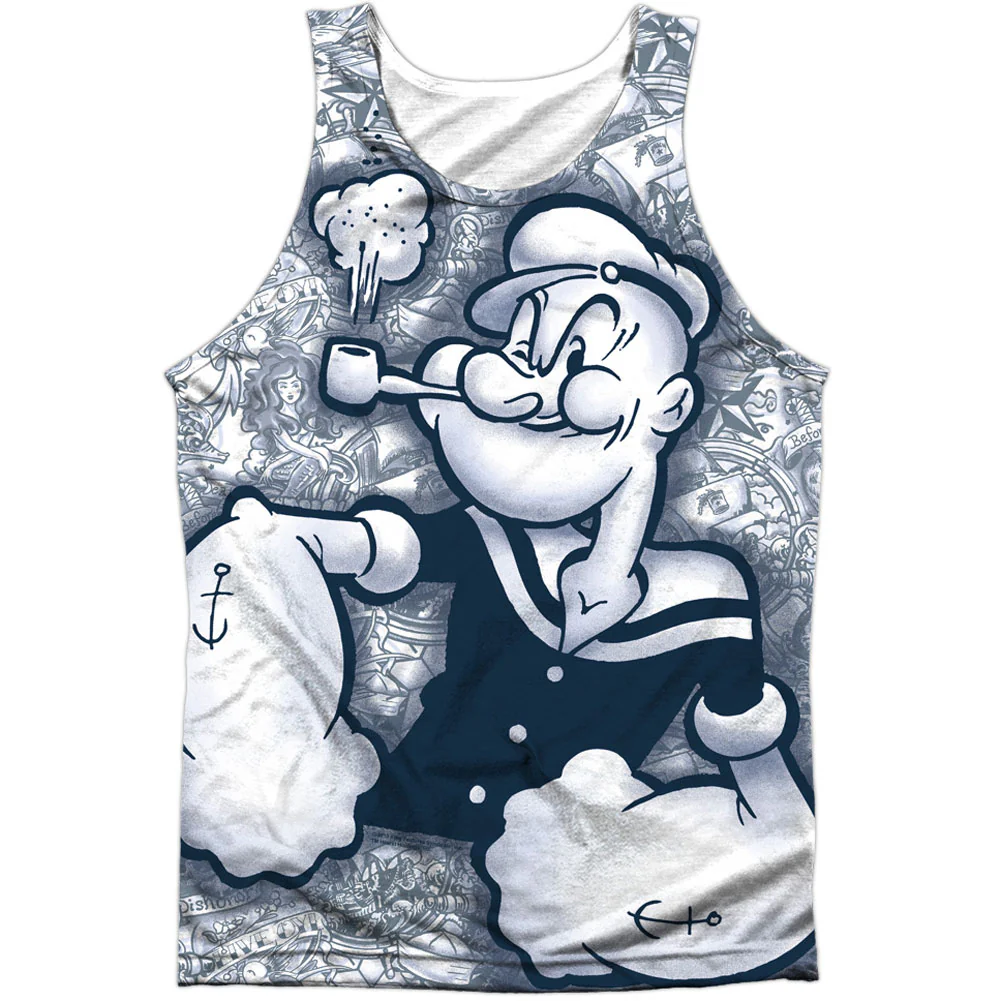 Popeye Tattooed Sailor 100% Poly Mens Tank