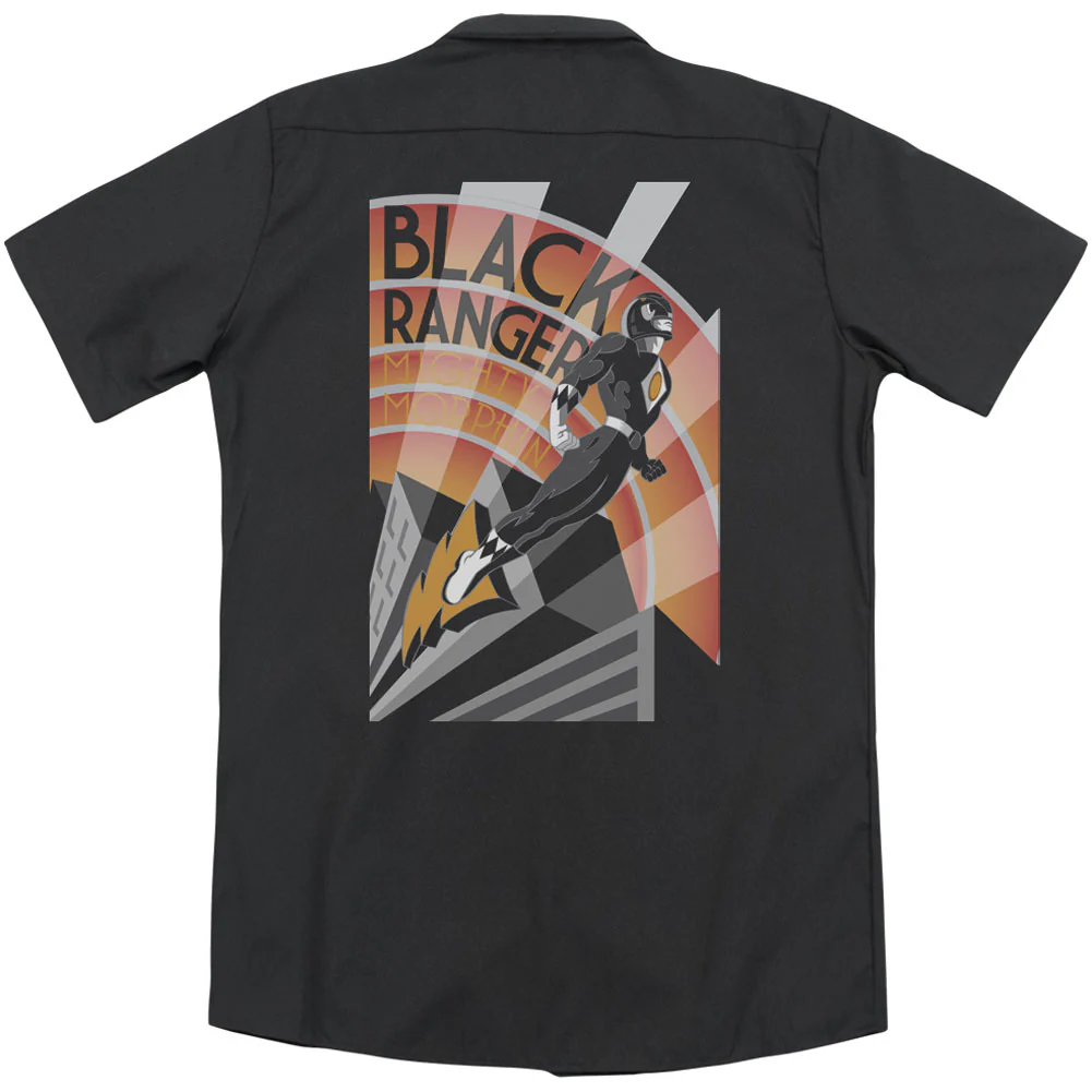 Power Rangers Black Ranger Deco(Back Print) Workshirt - Image 2